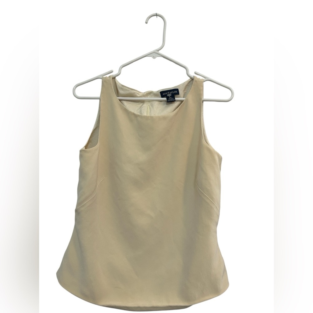 Ann Taylor 100% silk Tan Sleeveless Fitted Tank Top
